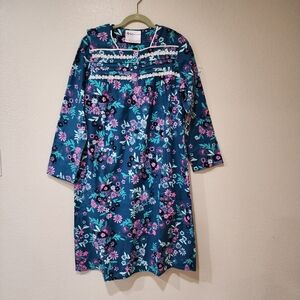 Silverts Flannel No Peek Nightgown Open Back Assisted Dressing Recovery size Sm